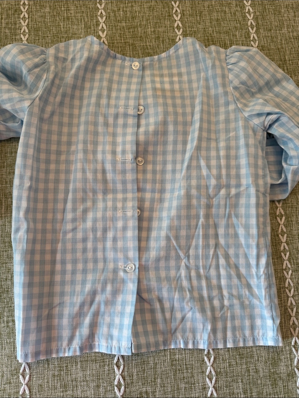 The Beaufort Bonnet Company Light Blue & White Gingham Bow Blouse - Picture 7 of 7